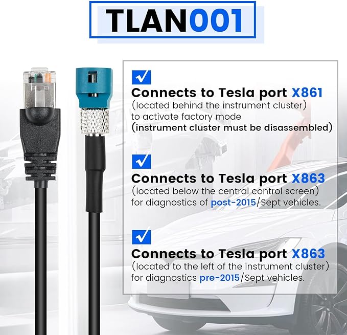 Diagnostic Cables Set fit for Tesla S/X, OBD2 Diagnostic Tools Adapter fit for Autel MaxiSYS 909/919/908SPro/Elite/Elite II/Ultra Tablets