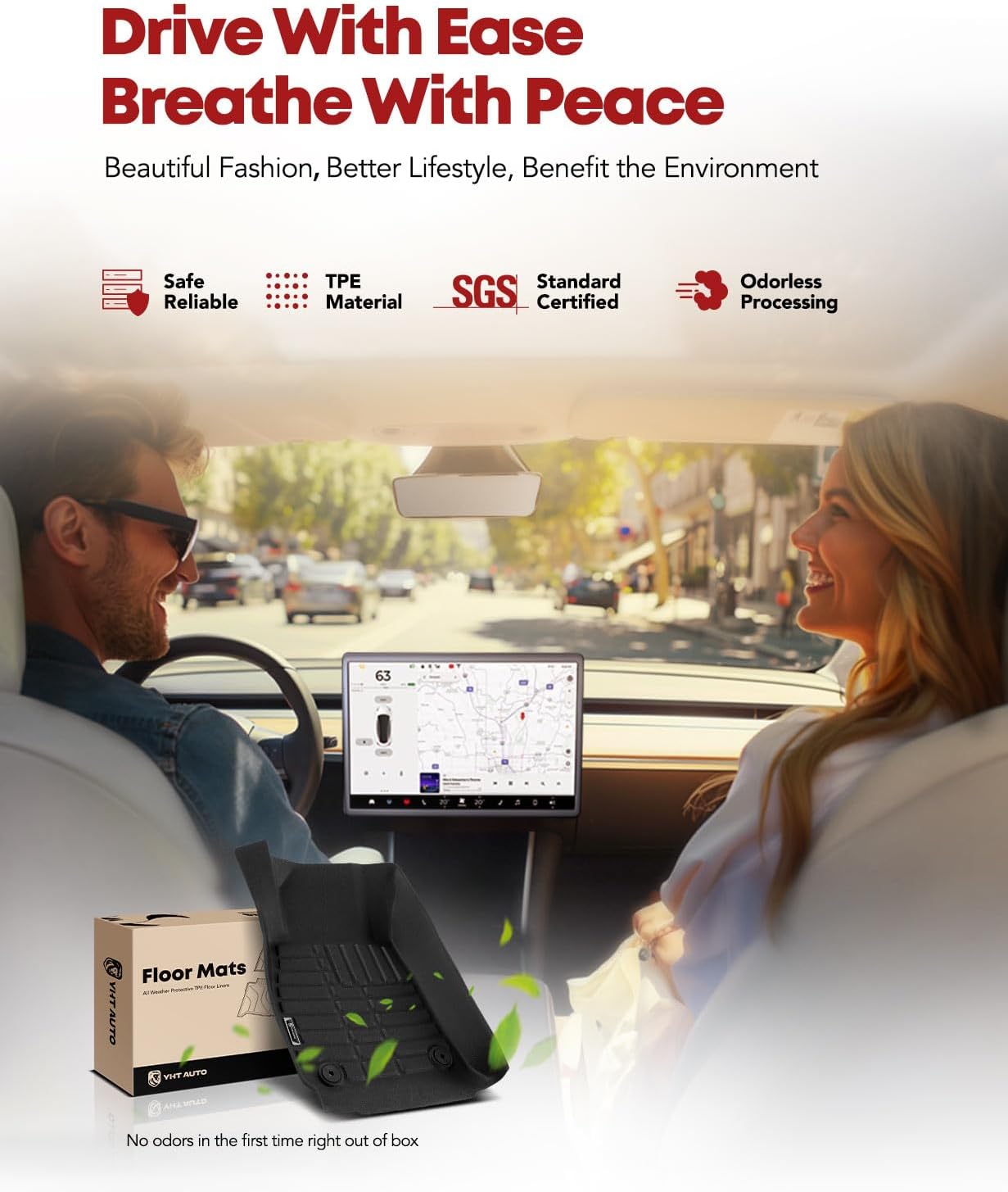 YHTAUTO Floor Mats Fit 2010-2016 Buick Lacrosse, TPE All Weather Car Mats Waterproof Anti-Slip Odorless Floor Liner, Interior Car Accessories Front & 2nd Row Liner