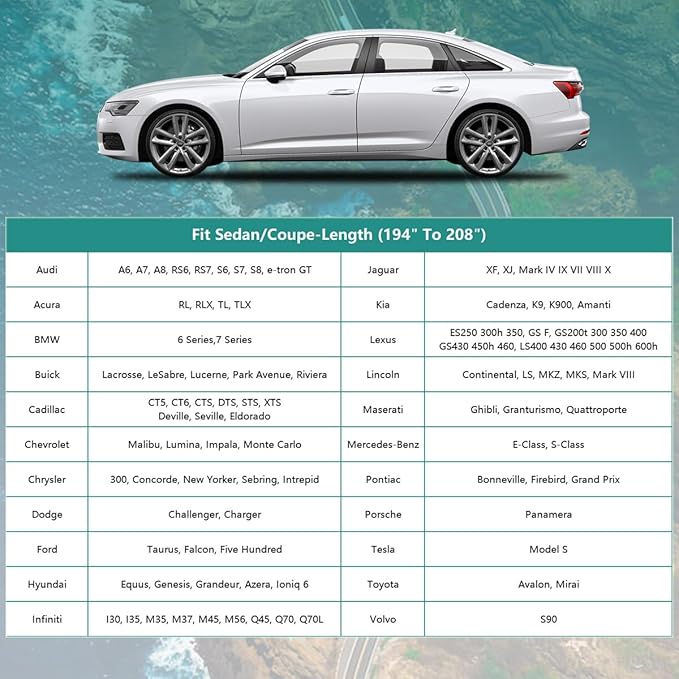 GUNHYI Car Cover for Automobiles Waterproof All Weather, Universal Fit Tesla Model S, Audi A6/A7/A8, Dodge Charger, Mercedes Benz S-Class S500 S550, Volvo S90, Jaguar XJ, Toyota Avalon etc.