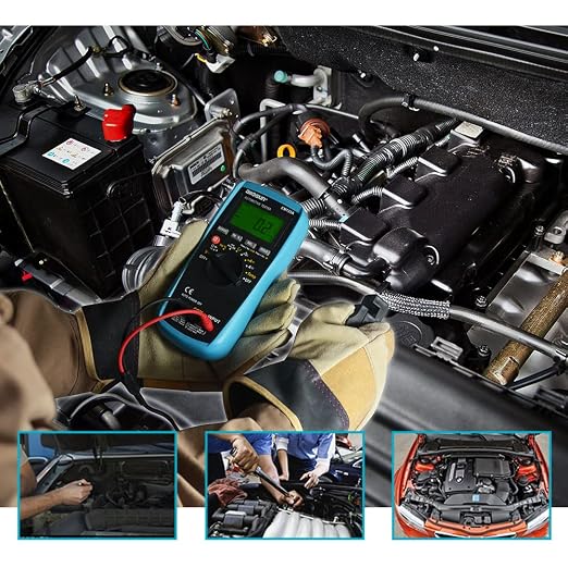 allsun EM133A Auto Multimeter AC/DC Volt Ohm Amp Tester Tool | RPM, Dwell, Pulse Width, Temp, Capacitance, Continuity, Frequency. Diagnostic for car repair, workshop, DIY maintenance