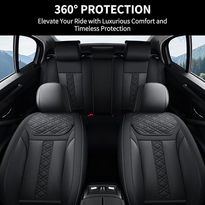 FLORICH Seat Covers, Atomutive Car Seat Covers Full Sets, Waterproof Seat Cover for Cars, Luxury Leather Universal Seat Cover Accessories Fit for Most Cars SUV Truck Sedans(Black)