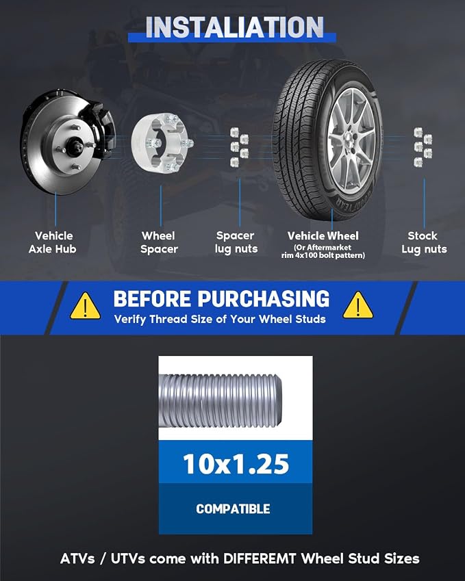 ECCPP 4PCS 4x110 to 4x110 Wheel Spacer 2" inch 4 lug Wheel Adapter for Arctic for Bombardier for Can-Am for Honda for Kawasaki for Polaris for Suzuki for Yamaha