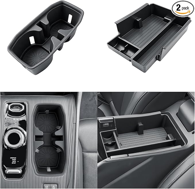 SKTU 2Pack for 2026 Jeep Cherokee Center Console Organizer for 2026+ Jeep Cherokee Console Tray & Cup Holder Jeep Cherokee 2026 Accessories ABS Insert Tray with Sunglasses and Coin Holder