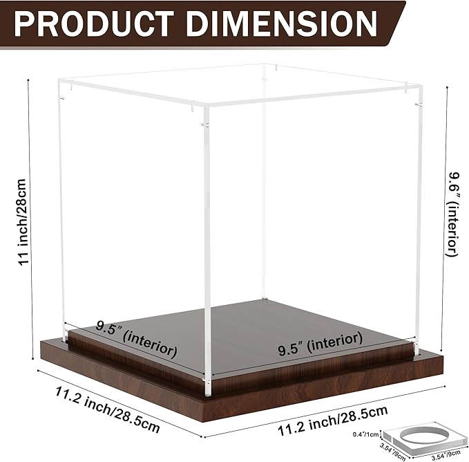 VGMiu Soccer Ball Display Case with Wood Base, Clear Acrylic Display Case Soccer Box with Removable Built-in Ball Holder for Autographed Balls, Sports Collectibles, Memorabilia Displays