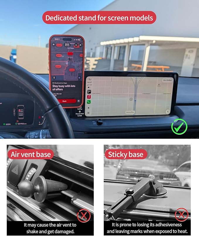 Wireless Charging Car Phone Holder for Honda Accord/Hybrid 2023-2026, 12.3" Screen Fixed Clip, 360° Rotation Car Phone Mount Compatible with MagSafe