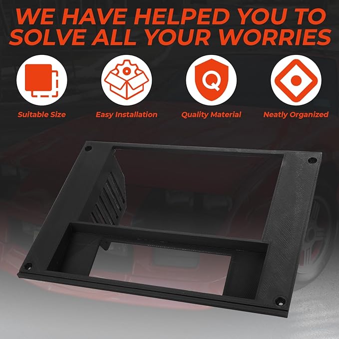 AUTOVIC Radio Bezel Reversed HVAC Controls with Radio Bracket for 3rd Gen Camaro 1982-1992, 3D Printed Double Din Radio Dash Kit Black