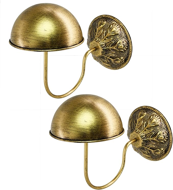 Owlgift Wall Mount Hat Racks Set of 2 - Vintage Gold Iron Hat Holders - Heavy Duty Wall Mounted Display Stand for Baseball Caps, Fedoras & Wigs - Rustic Decorative Closet Storage Organizer