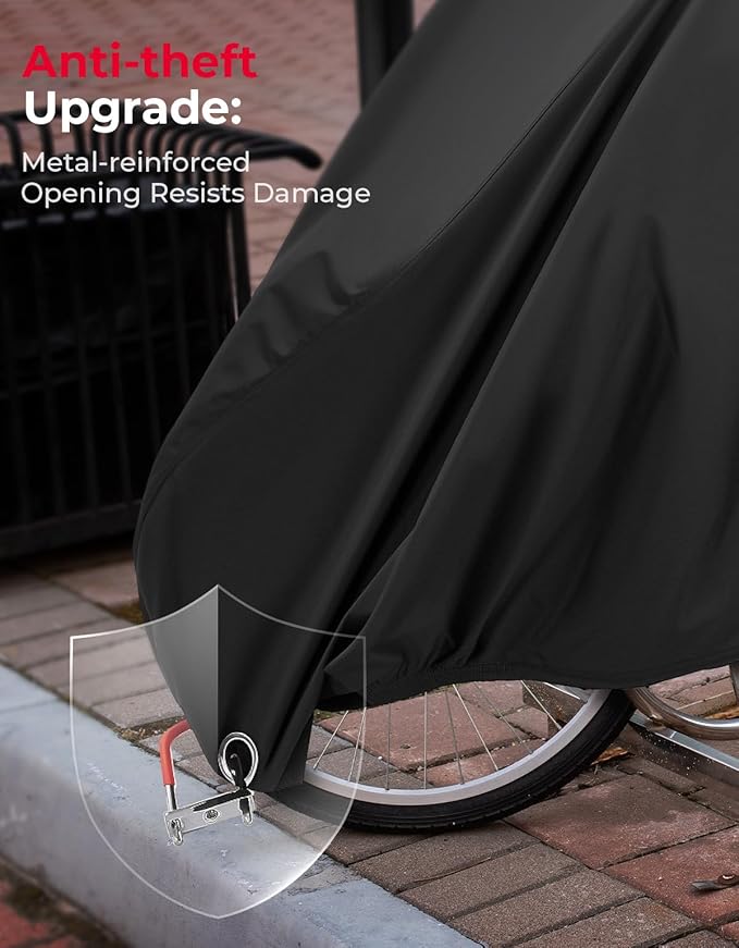 KEMIMOTO Bike Cover Outdoor, 420D Heavy Duty Trike Covers Larger Cargo Bicycle Rain Covers Storage Waterproof UV Protection Windproof Folding, Ebike Tarp for Adult Tricycles, Cargo 3 Wheel Bikes