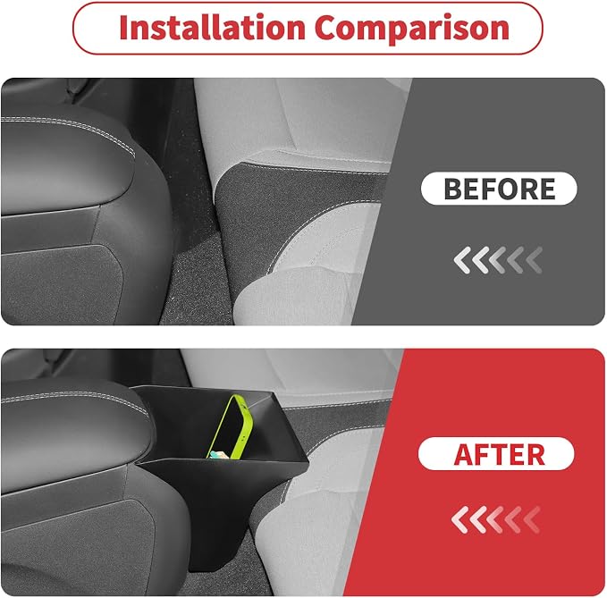 Linskip Back Seat Console Organizer Kit for Ford Mustang Ecoboost, GT, Dark Horse 2024 2025 2026+, Rear Seat Console Organizer + Door Insert(Black)