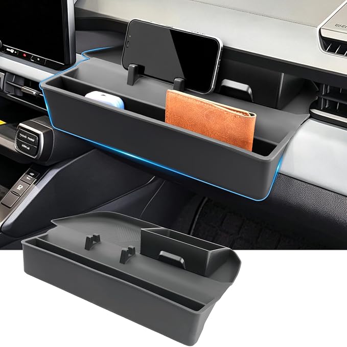 2026 RAV4 Center Console Organizer with Side Pocket, for Toyota RAV4 (LE/SE/XLE Premium/Woodland/XSE/Limited/GR Sport), Anti-Slip Silicone Console Tray&Small Drawer 2026 RAV4 Accessories (PASS)