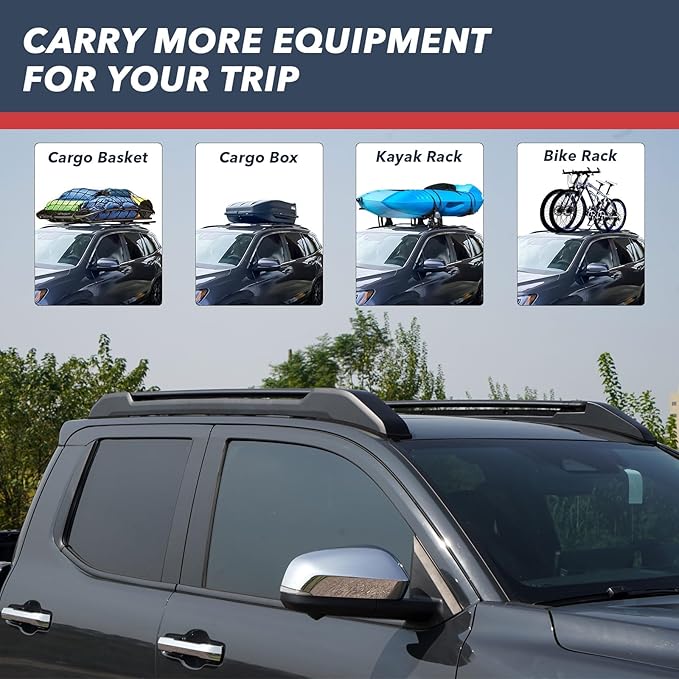 Roof Rack Cross Bars for 2024 2025 2026 Toyota Tacoma Double Cab - Aluminum Roof Rails Crossbar for Cargo Canoe Bike Kayak Snowboard - Rooftop Cargo Carrier Luggage(Not for XtraCab)