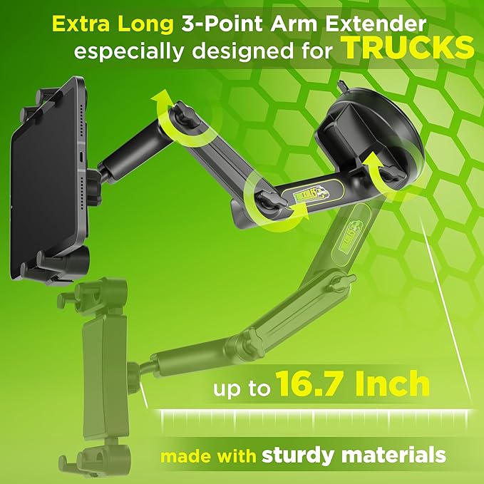 Semi Truck Tablet Mount & Truck Seat Cushion, Heavy Duty Tablet & iPad Holder Compatible for Dashboard Windshield Window & Ultimate Memory Foam Trucker Seat Cushion (1 TM & 1 SC)