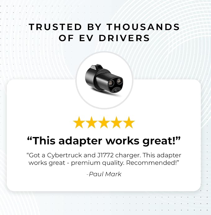Lectron J1772 to NACS EV Charging Adapter 80A (240V) – Compatible with Tesla Model S/3/X/Y/Cybertruck and All NACS Electric Vehicles - UL 2252 Certified (Black)
