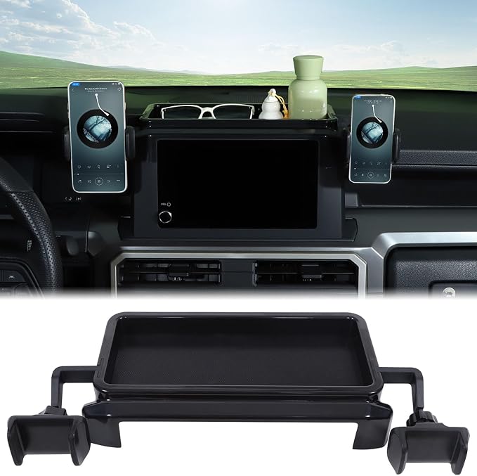 Car Center Console Dash Storage Tray With Phone Holder Compatible with Toyota Tacoma 2024 2025 2026, Dashboard Organizer Tray Mobile Phone Mount Storage Box Insert Accessories, Only Fit 8-inch Screen