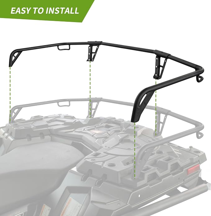 SAUTVS Rear Rack for Polaris Sportsman 850 XP 1000 2017-2025, Repl #2882023 | 4in, Black Powder-coated Steel, Secure Tie-Down Point, Easy Bolt-On, Extra Storage Space, 4" Combined Cargo Rack Extender