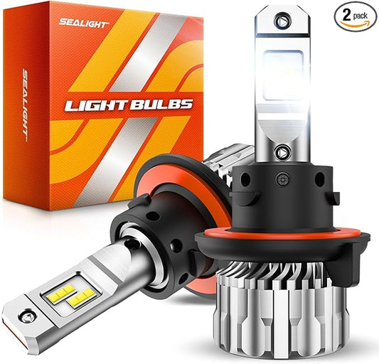 SEALIGHT H13 9008 Light Bulb, 46,000LM Super Brighter, 6500K Cool White H13 Off Road Light or Fog Light Bulbs, Pack of 2