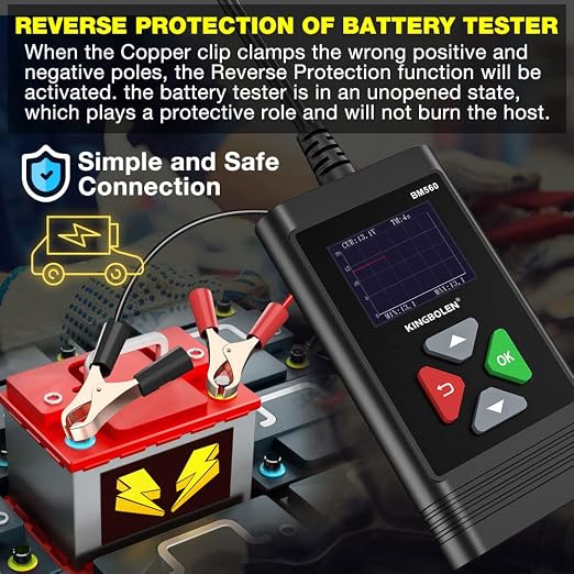 KINGBOLEN BM560 6V 12V Car Battery Tester, 100-2000CCA Voltage Tester, Precision Digital Auto Battery Analyzer, Loading/Charging/Starting System Tester for Cars SUV ATV Boats Motorcycles Vehicle
