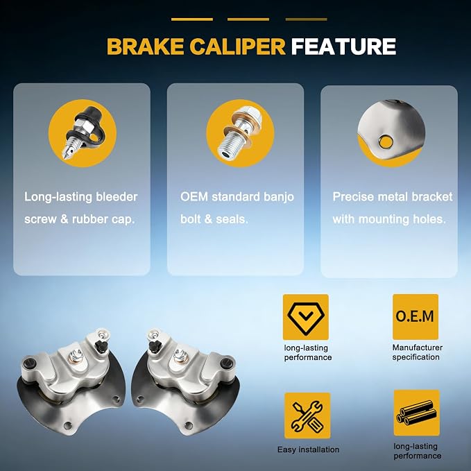 GSPSCN 2Pcs Rear Left & Right Brake Calipers w/Pads & Bracket for Polaris RZR Turbo S 2020-2021丨RZR XP Turbo/4 Turbo 2016-2021, 1912480 1912478 1912479