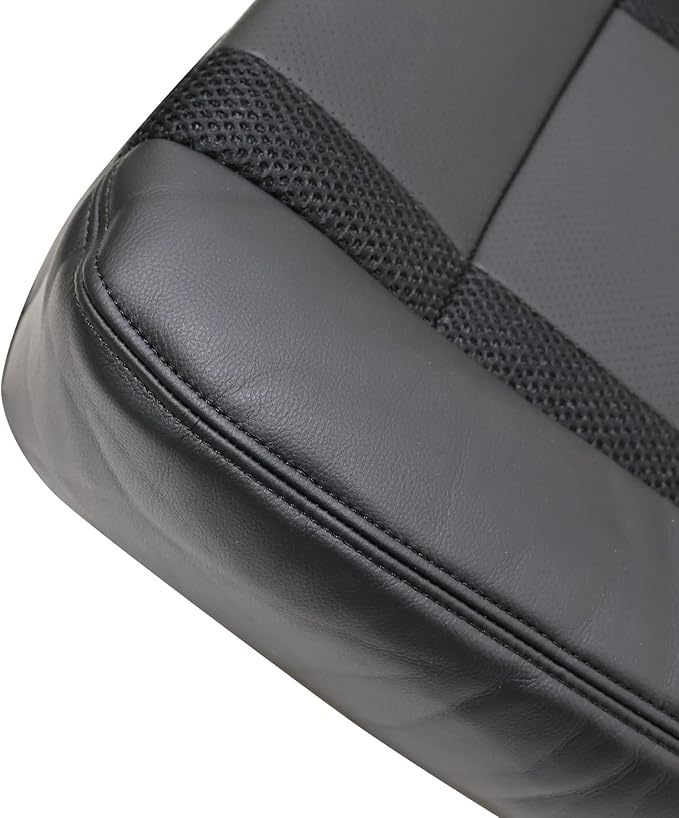 4PCS Driver and Passenger Side Bottom & Top Lean Back Leather Seat Cover Black Compatible with Ford F150 2010 2011 2012 2013 2014