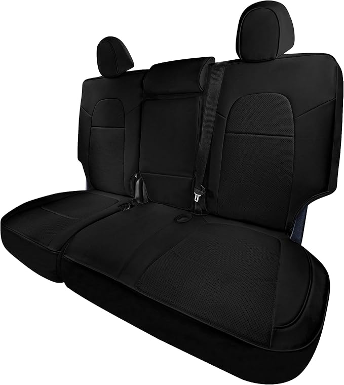 FH Group Custom Fit Car Seat Covers Specifically Made for 2020-2025 Tesla Model Y Faux Leather Water Resistant Automotive Seat Covers - Rear Set Black