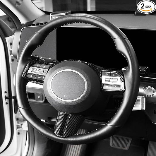 Steering Wheel Button Frame Cover Compatible with Hyundai Sonata 2025 Hyundai Kona 2024-2025 Hyundai Tucson 2025 Accessories (Carbon Fiber Pattern) (Not Suitable for N line)