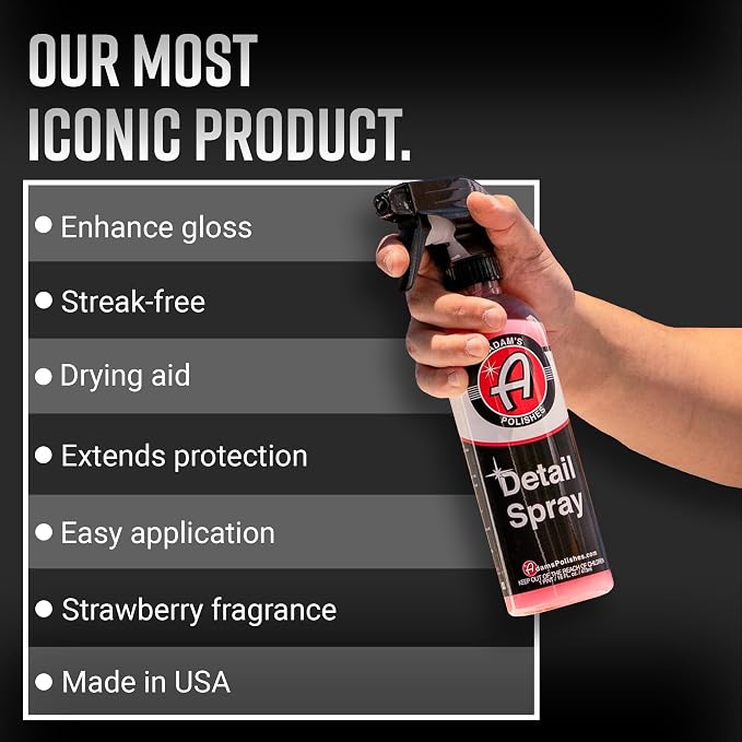 Adam's Polishes Detail Spray - Quick Waterless Detailer Spray For Car Detailing, Polisher Clay Bar & Wax Boosting Tech, Add Shine Gloss & Depth