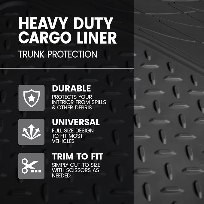 Motor Trend Performance Plus 5-Piece Set Rubber Front & Rear Car Floor Mats and Cargo Trunk Liner, SUVs Trucks All-Weather Heavy Duty Pre-Trimmed Custom Trim-to-Fit Deep Dish Full Protection Non-Slip