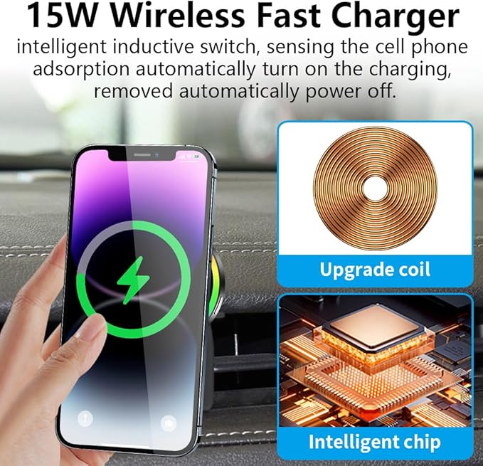 Car Magnetic Phone Mount for Cadillac XT5 2017-2026 and Cadillac XT6 2020-2025 Auto Interior Accessories Best Cellphone Holder Fast 15W Wireless Charger Cell Phones Magnet Charging Screen Stand