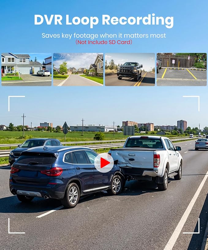 AUTO-VOX 6 Inch Solar Backup Camera Wireless: 1 Minute Install, 16:9 1080P HD Monitor, Dual Channel Split Screen, Clear Live View, DVR Recording, IP69K Waterproof Back up Camera for Car,Truck, Trailer