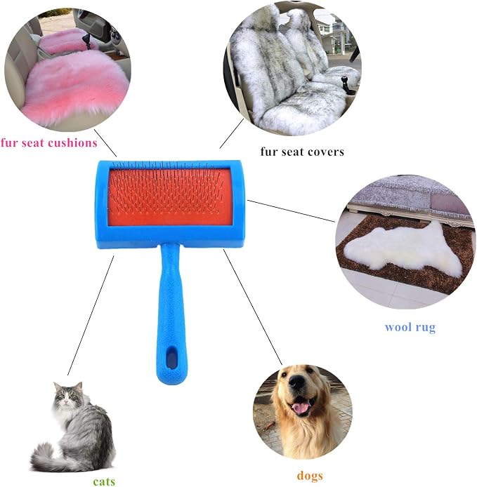 Sheepskin Fur Seat Cover Cleaning Brush, Wool Rug Brush for Pet Fur
