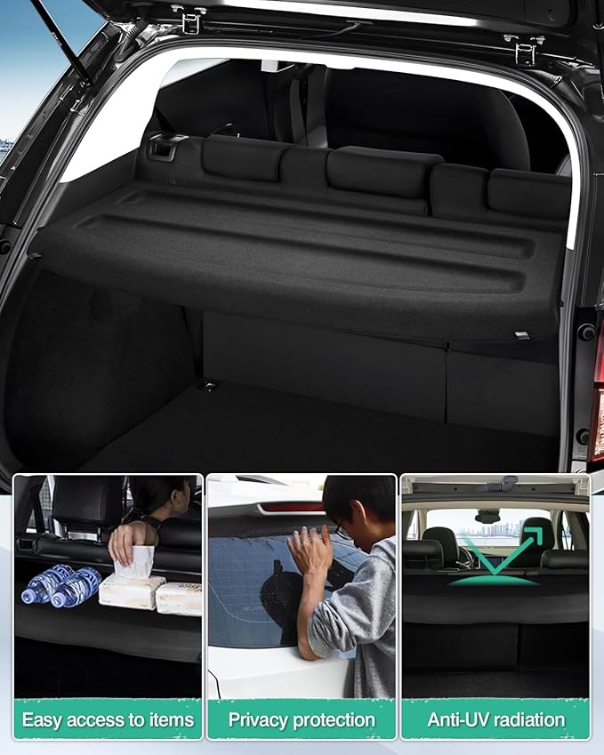 Powerty Cargo Cover for Honda HR-V 2016-2022, Trunk Cover Retractable Trunk Shielding Shade for 2016-2022 HRV Accessories All Weather Protection Cargo Luggage Cover
