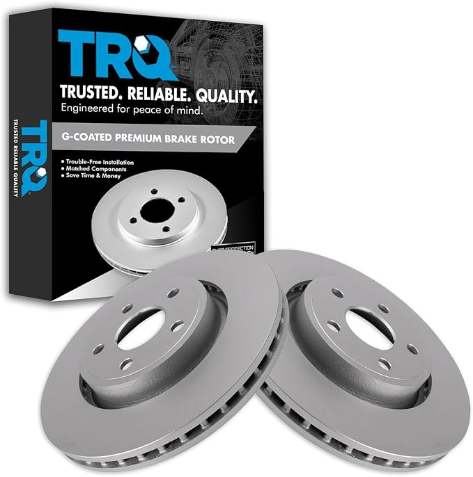 TRQ Front Brake Rotor Set G Coated Vented Compatible with 2011-2023 Dodge Durango 2011-2021 Jeep Grand Cherokee 2022 Jeep Grand Cherokee WK