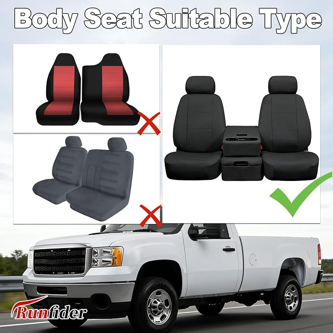 Seat Covers for Chevy Silverado & GMC Sierra 1500/2500HD 2007-2013 Heavy Duty Cloth Protector Interior Accessories，Waterproof & Machine Washable-Black (Front)