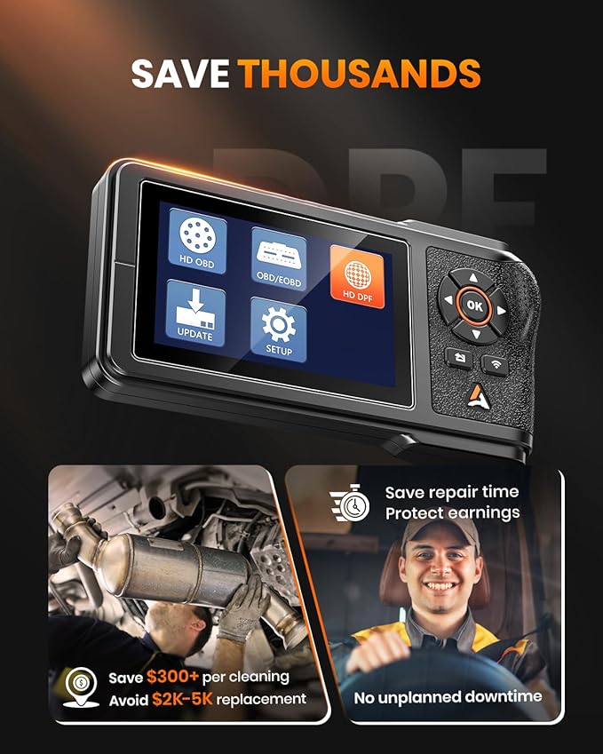ANCEL HD431 Heavy Duty Truck Scanner, DPF Regen & Forced Reset for Paccar & Detroit Engines, Full System Diagnostics Diesel Code Reader, Professional OBD2/HDOBD Mechanic Tool for Commercial Vehicles