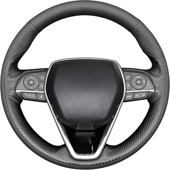 MEWANT Steering Wheel Cover for Toyota RAV4 2019-2024/Camry 2018-2024/Corolla 2020-2024/Avalon 2019-2022 Hand-Stitched Steering Wheel Wrap