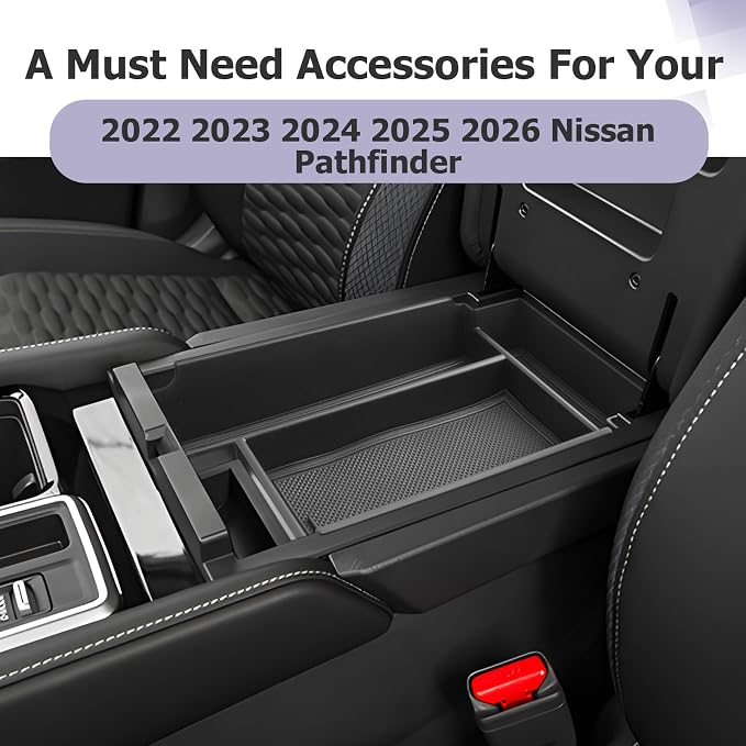 LUWU 2025 2026 Pathfinder Center Console Organizer Compatible with Pathfinder 2022 2023 2024 2025 2026 Accessories Armrest Console Storage Box Insert Tray ABS Material Coin Container, Black