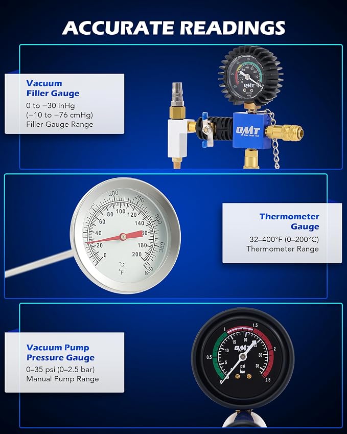 Orion Motor Tech Coolant Pressure Tester Kit, 26pc Coolant Vacuum Refill Kit with 18 Radiator Adapters, Radiator Cooling System Pressure Tester & Filler Kit with Vacuum Pump Vacuum Purge & Refill Tool