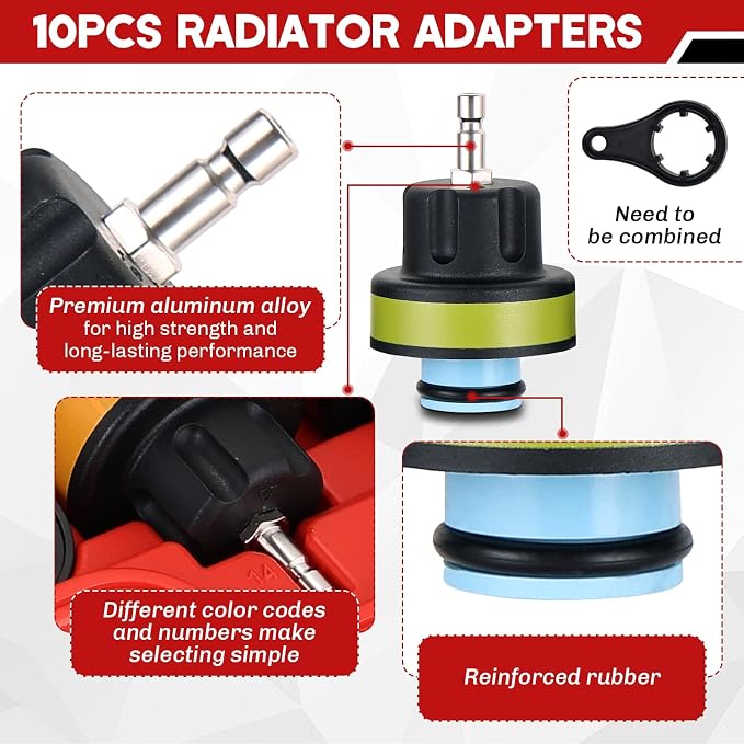 18PCS Radiator Pump Pressure Tester Kit | Coolant Pressure Tester Kit Cooling System Pressure Tester Kit for Automotive Cooling System Water Tank Leakage Detection