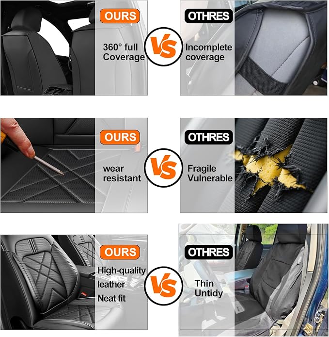 4Runner Car Seat Covers Custom Fit for Toyota 4Runner 2003-2025 2026, Premium Full Coverage Leather Automotive Seat Protectors, Waterproof Breathable, Airbag Compatible (2 Front Seats, Black)