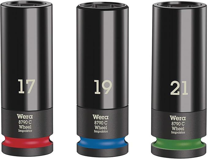 Wera 05004595001 Wheel Impaktor C Set 1 Socket Set, 1/2" Drive, 3 Pieces, Black