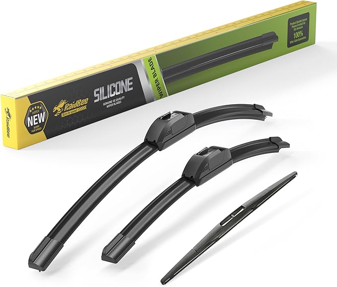 Raidbee® Silicone Windshield Wiper blades 3 pack Replacement for HONDA Fit 2020 2019 2018 2017 2016 2015 2014 2013 2012 2011 2010 2009 All-Season Silicone Windshield Wipers 28" 14" 14"
