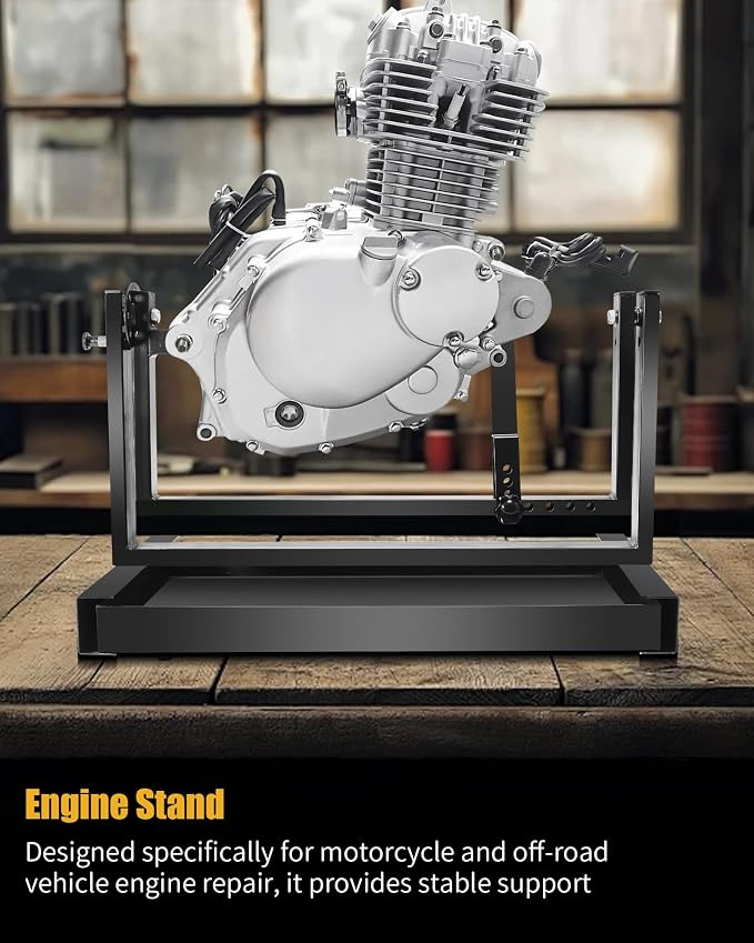 Motorcycle Engine Stand Fit for 2 & 4 Stroke Vertical Single Cylinder Engines, Dirtbike Engine Stand for Motorcycle, ATV, Dirt Bike