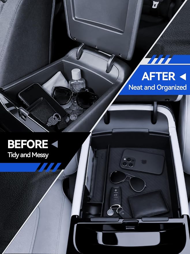 for Tucson Center Console Organizer+Lower Console Storage 2Pcs 2025-2026 Hyundai Tucson(Limited)/Tucson Hybrid Accessories Armrest Tray(ONLY Fit 2025 2026 Tucson with Electronic Shift)