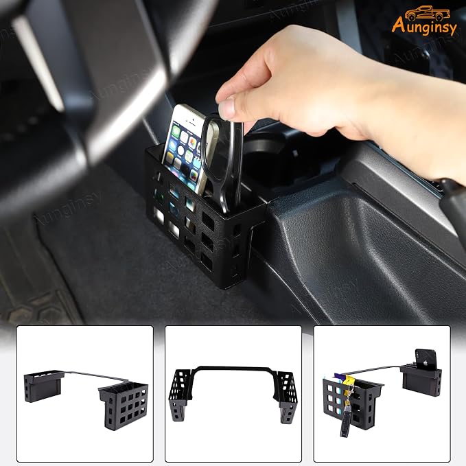 Aunginsy Center Console Gear Shift Storage Basket Compatible with Toyota Tacoma 3rd Gen 2016-2023 Aluminum Gear Shift Side Organizer Tray Armrest Storage Box Accessories, Not Fit Manual Transmission
