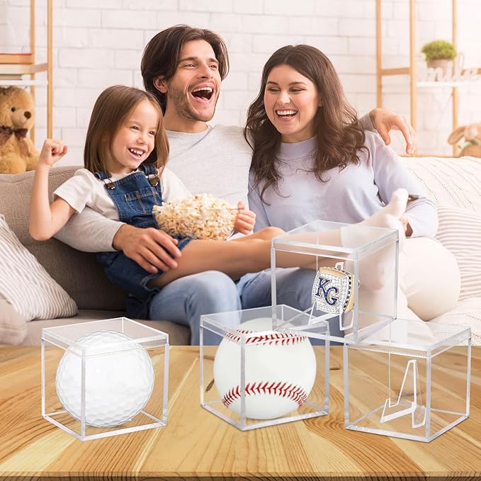 9 Pack Championship Ring Display Case Clear Acrylic Ring Case Display Box for Sports Baseball Basketball Softball Golf Single Ring Holder Stand, 2.16 Inch
