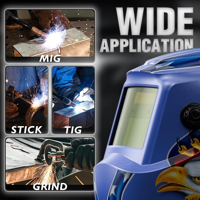 YESWELDER Auto Darkening Welding Helmet, Blue Light Blocking, 1/1/1/1 True Color Solar Powered Welding Hood with 2 Arc Sensors, Wide Shade 3.5/9-13 Welder Mask for TIG MIG ARC and Grind