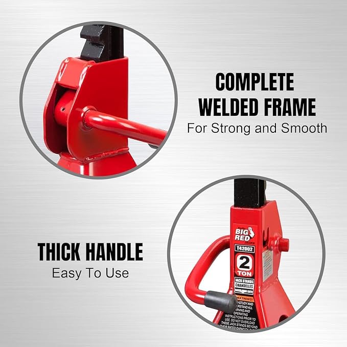 Big RED 2 Ton Steel Car Jack Stands, Fit for Automotive Cars, Sedans, 2 Pack