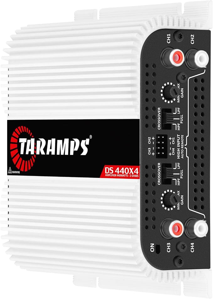 Taramps DS 440x4 2 Ohms Multichannel Amplifier 440 Watts Rms 110x4 Watts Full Range Crossover Fixed Rca/High Level Input 4 Channels Car Audio, Class D