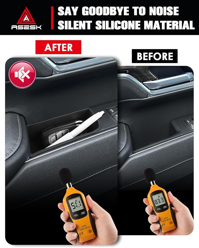 For 2022-2026 Silverado&Sierra 1500/2024-2026 Silverado&Sierra 2500HD/3500HD 4PCS Center Console Door Side Organizer Tray Silicone Materials