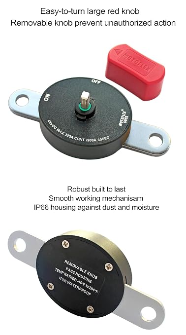 ON/Off Battery Disconnect Switch 12V-48V 300A Side Post Battery Disconnect GM Car Truck, Marine Boat RV Trailer Golf Cart Heavy Duty Battery Kill Switch (Corrosion-Resistance, Removable Knob)